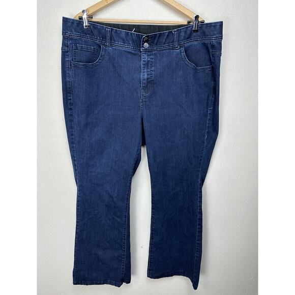 Lane Bryant Flare Dark Wash High Rise Jeans Size 22 Stretch 29” Inseam - Picture 1 of 16